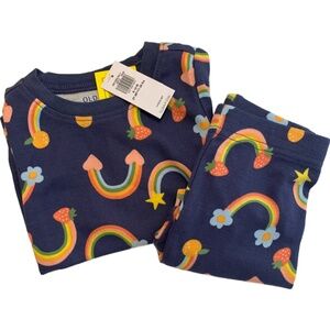Old Navy Snug Fit Pajamas 6-12M PJs Baby Rainbow Skies Short Sleeve New 2pc Set